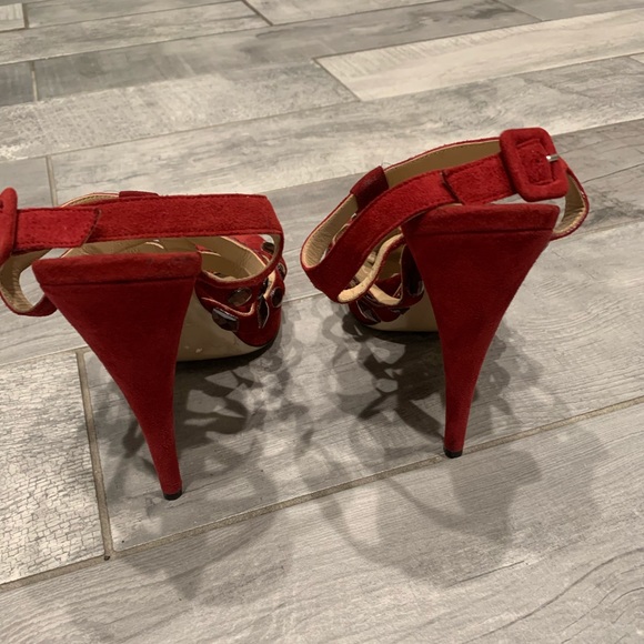 VALENTINO Garavani platform red suede pumps with stones . Size 39 - Picture 6 of 7